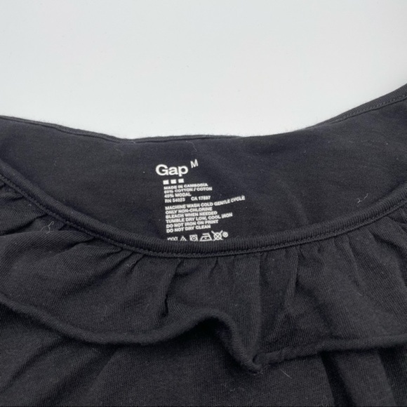 GAP Tank Top Black loose fit M Loose Ruffle Neckline Summer Cotton Modal Blouse - Picture 4 of 5